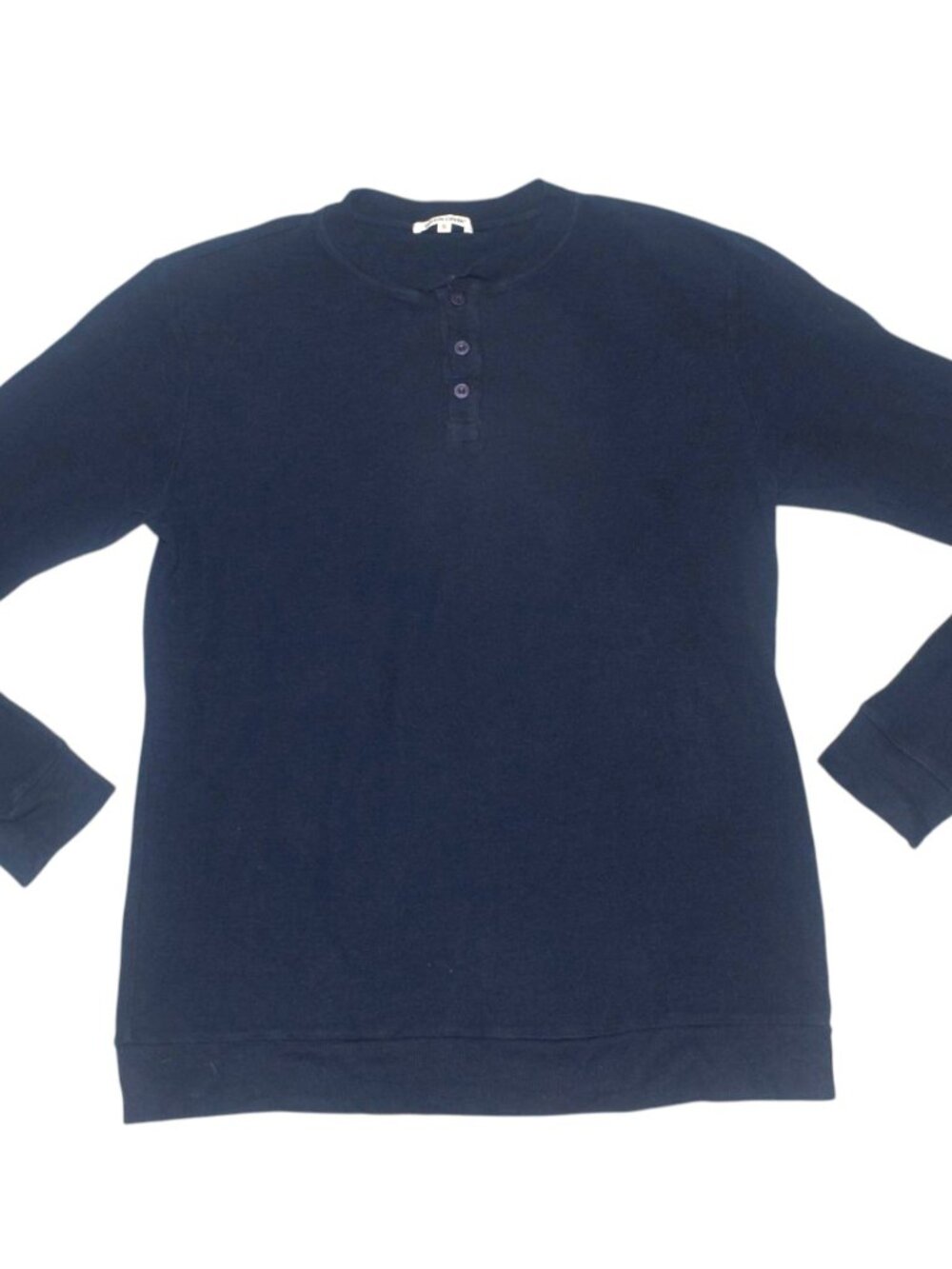 Mens Cotton Citizen Blue Long Sleeve Henley Shirt Supima Cotton Micro Modal S